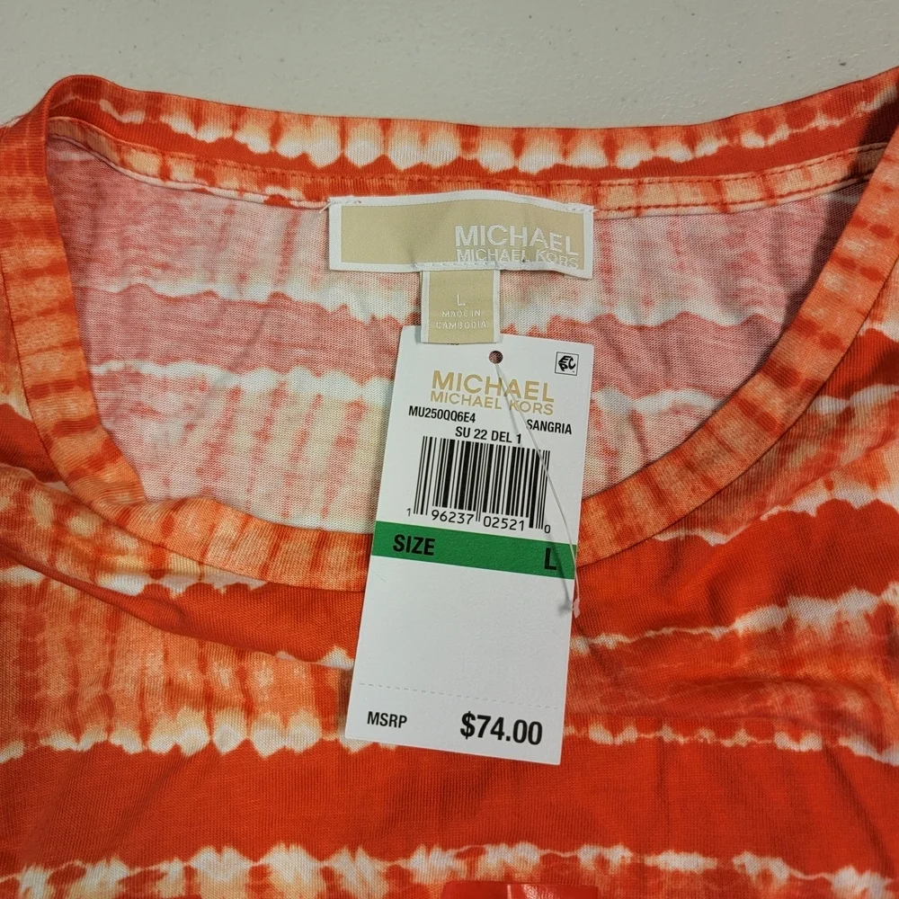 MICHAEL KORS Womens Sangria Tie Dye Shirt Summer Blouse Sleeveless Size‎ L